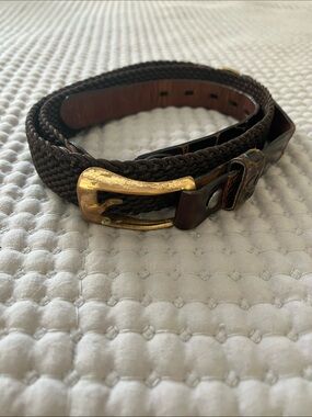 VTG Braided Brown Women's Belt with Gold-Tone Buckle